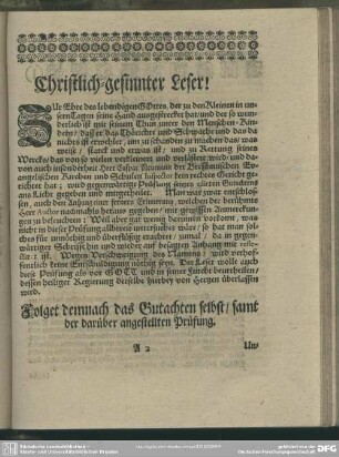 Christlich-gesinnter Leser!