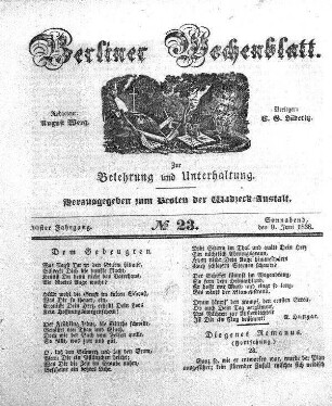 No. 23, Sonnabend, den 9. Juni 1838.