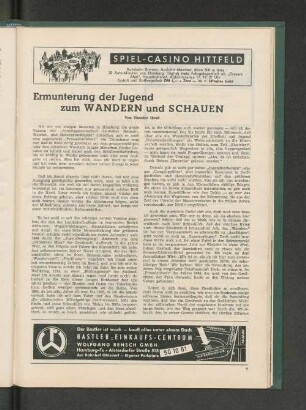 Ermunterung der Jugend zum Wandern und Schauen