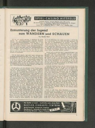 Ermunterung der Jugend zum Wandern und Schauen