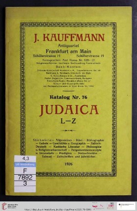 L - Z: Judaica: L - Z