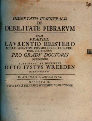 Diss. inaug. de debilitate fibrarum