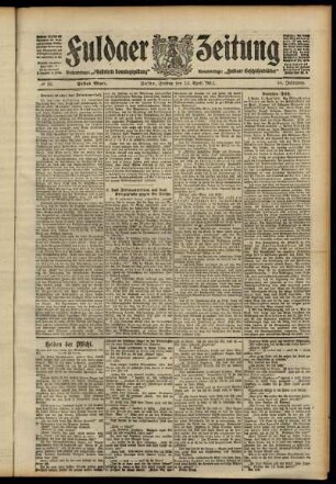 Erste Ausgabe vom Freitag, den 12. April 1912.