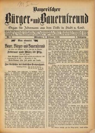 Bayerischer Bürger- und Bauernfreund : Organ für jedermann aus dem Volke in Stadt und Land. 1.1892