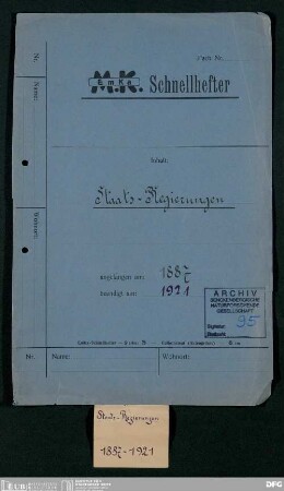 Korrespondenz mit mittleren Verwaltungsbehörden, Ministerien und diplomatischen Vertretungen