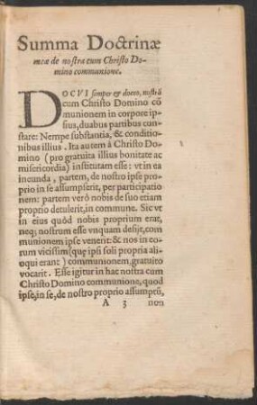 Summa Doctrinae meae de nostra cum Christo Domino communione.