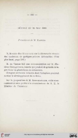 Séance du 25 Mai 1883