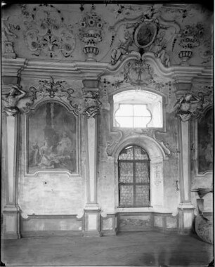 Bronnbach Kloster Refektoriumsgebäude Speisesaal (1727), Gemälde von von Johann Adam Remela Innenansicht Westwand