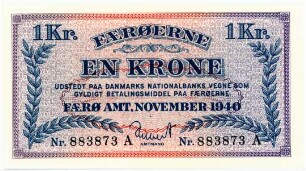 Geldschein, 1 Krone, 10.1940