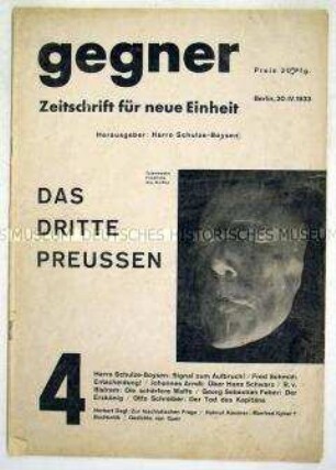 Kulturpolitische Monatszeitschrift "gegner" (vermutlich letzte Ausgabe vor dem Verbot)