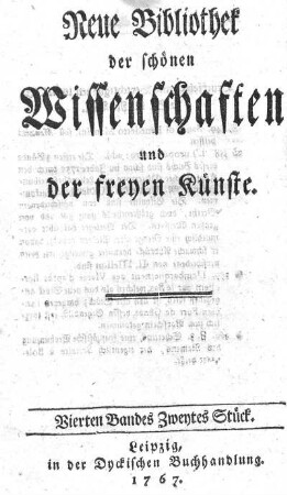 Vierten Bandes zweytes Stück