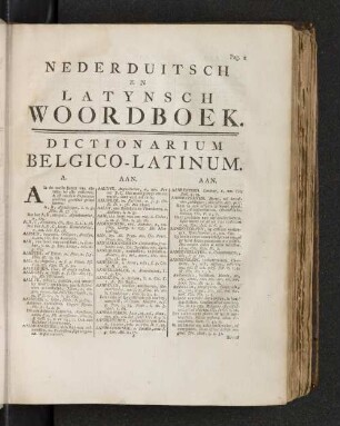 Nederduitsch en Latynsch Woordboek. Dictionarium Belgico-Latinum.