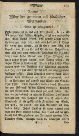 Kapitel VIII. Wider den gemeinen und schädlichen Aberglauben