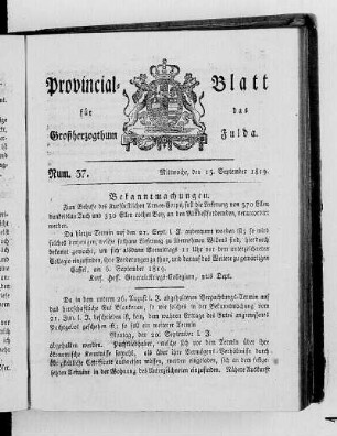 Num. 37, Ausgabe vom 15. September 1819