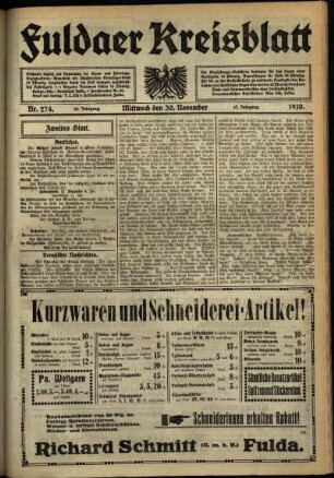 Zweite Ausgabe vom Mittwoch, den 30. November 1910.