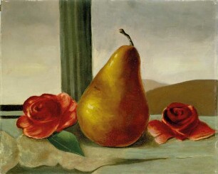 Goldene Birne und zwei Rosen