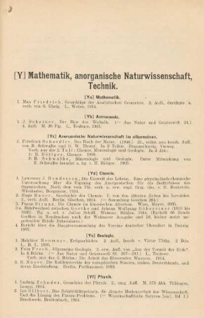 [Y] Mathematik, anorganische Naturwissenschaft, Technik