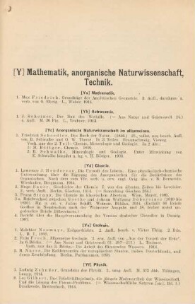 [Y] Mathematik, anorganische Naturwissenschaft, Technik