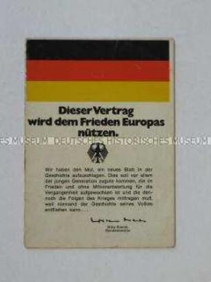 Illustrierte Dokumentation der Bundesregierung zum Entstehen des Vertrages zwischen der Bundesrepublik und der UdSSR mit dem vollständigen Vertragstext
