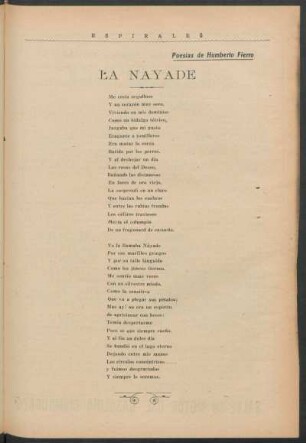 Poesías de Humberto Fiierro : La náyade