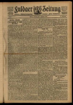 Erste Ausgabe vom Samstag, den 09. Februar 1907.