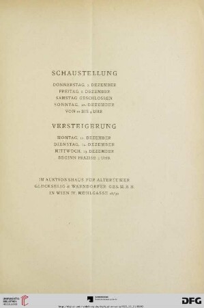 Schaustellung/Versteigerung