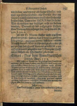 Extract/ Aus dem Franckfurtischen Abschied/ Anno 1559.
