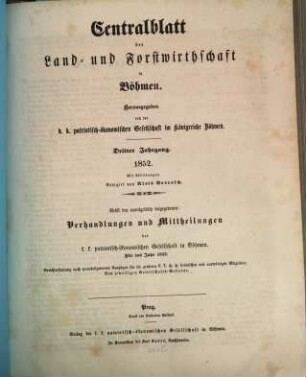 Centralblatt für die gesammte Landeskultur. 3. 1852
