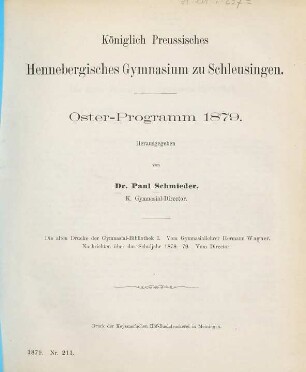 Oster-Programm. 1878/79