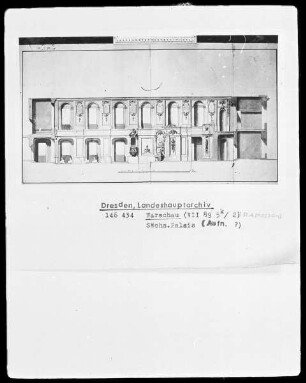 Warschau, Sächsisches Palais, Aufriß einer Innenwand