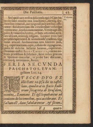 Feria Secunda Paschatos, Evangelium Luc. 24.