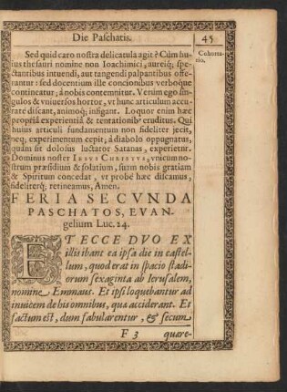 Feria Secunda Paschatos, Evangelium Luc. 24.