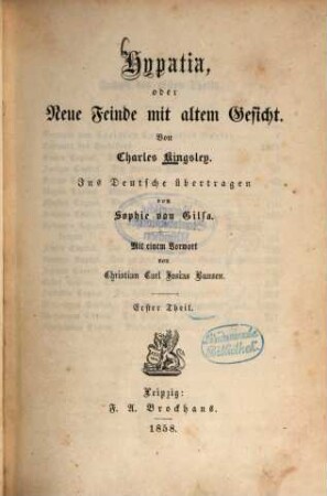 Hypatia, oder Neue Feinde mit altem Gesicht, 1. Theil