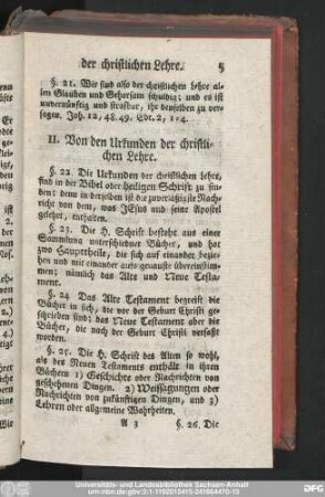 II. Von den Urkunden der christlichen Lehre.