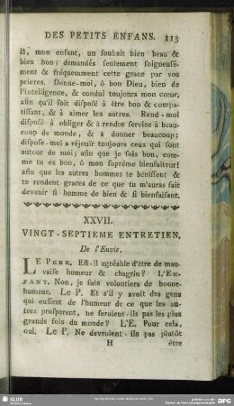 XXVII. Vingt-Septieme Entretien