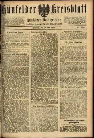 Ausgabe vom Mittwoch, den 24. Mai 1922.