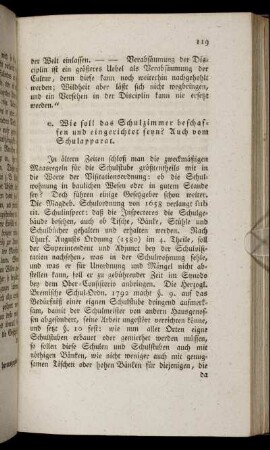 e. Wie soll das Schulzimmer beschaffen und eingerichtet seyn?