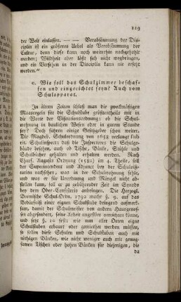 e. Wie soll das Schulzimmer beschaffen und eingerichtet seyn?