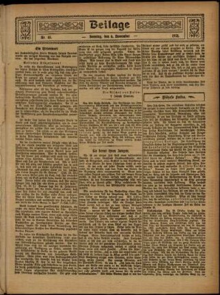 Zweite Ausgabe vom Sonntag, den 06. November 1921.