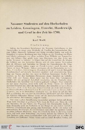 55: Nassauer Studenten auf den Hochschulen zu Leiden, Groningen, Utrecht, Harderwijk und Genf in der Zeit bis 1700