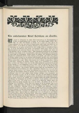 Ein unbekannter Brief Schillers an Goethe