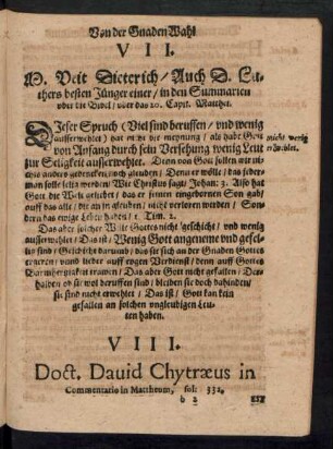 VIII. Doct. David Chytraeus ...