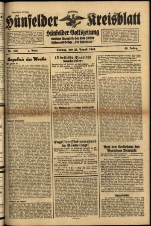 Erste Ausgabe vom Freitag, den 23. August 1940.