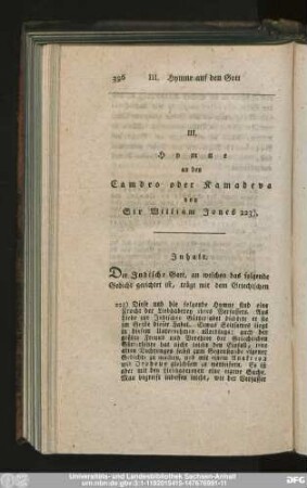 III. Hymne an den Camdeo oder Kamadeva von Sir William Jones.