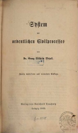 System des ordentlichen Civilprocesses