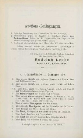 A. Gegenstände in Marmor etc.