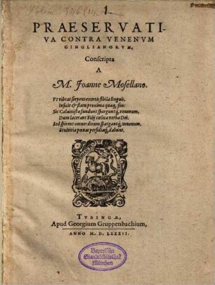 Praeservativa contra venenum Cinglianorum