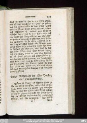 Einige Rathschläge bey bösen Brüsten, oder Brustgeschwüren.