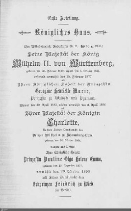 Königshaus Württemberg