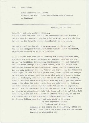 Brief Pieter Bleeker an Ferdinand Krauss
